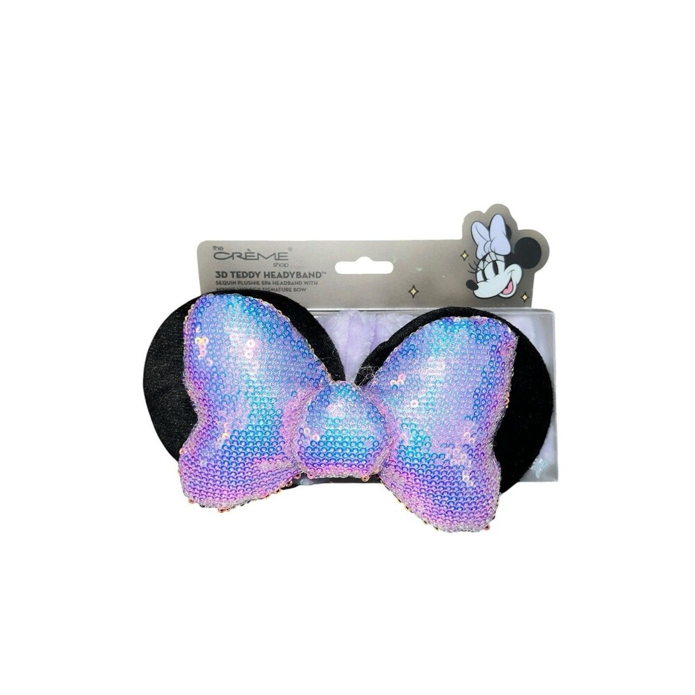 Creme Shop 3D Teddy Headyband Minnie Mouse Purple Sequin Bow Plush Headband